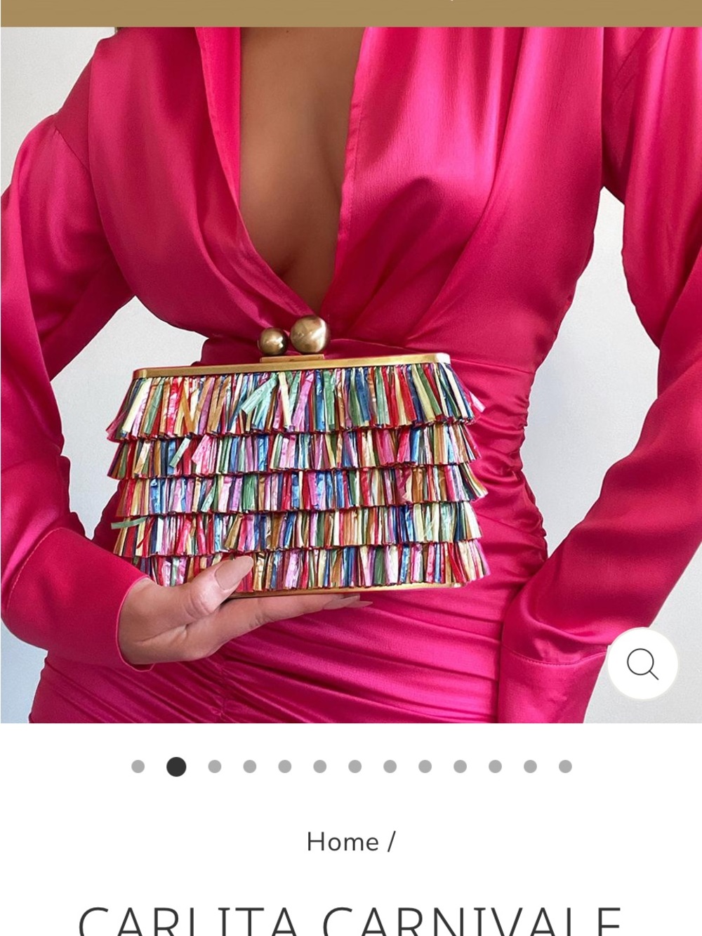 Olga Berg Rainbow Fringe Clutch with Gold Ball Clasp - Picture 3 of 12